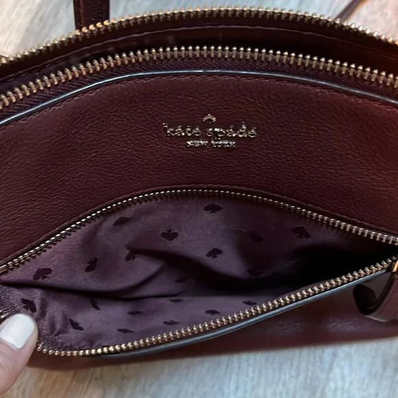 Kate Spade pebbled leather crossbody bag purse - maroon - Picture 5 of 7